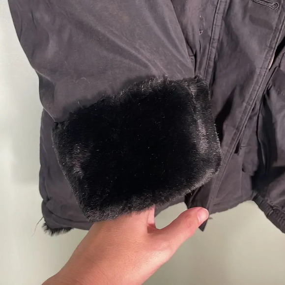 Jl Colebrook Faux Fur Reversible Coat Adjustable Waist Jacket Black Small - Picture 10 of 13